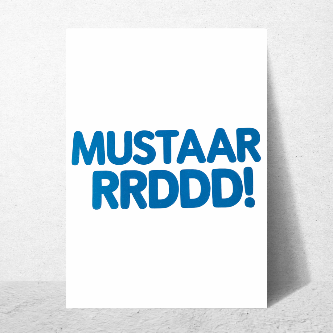 Blue Mustaarrdd - Greeting Card