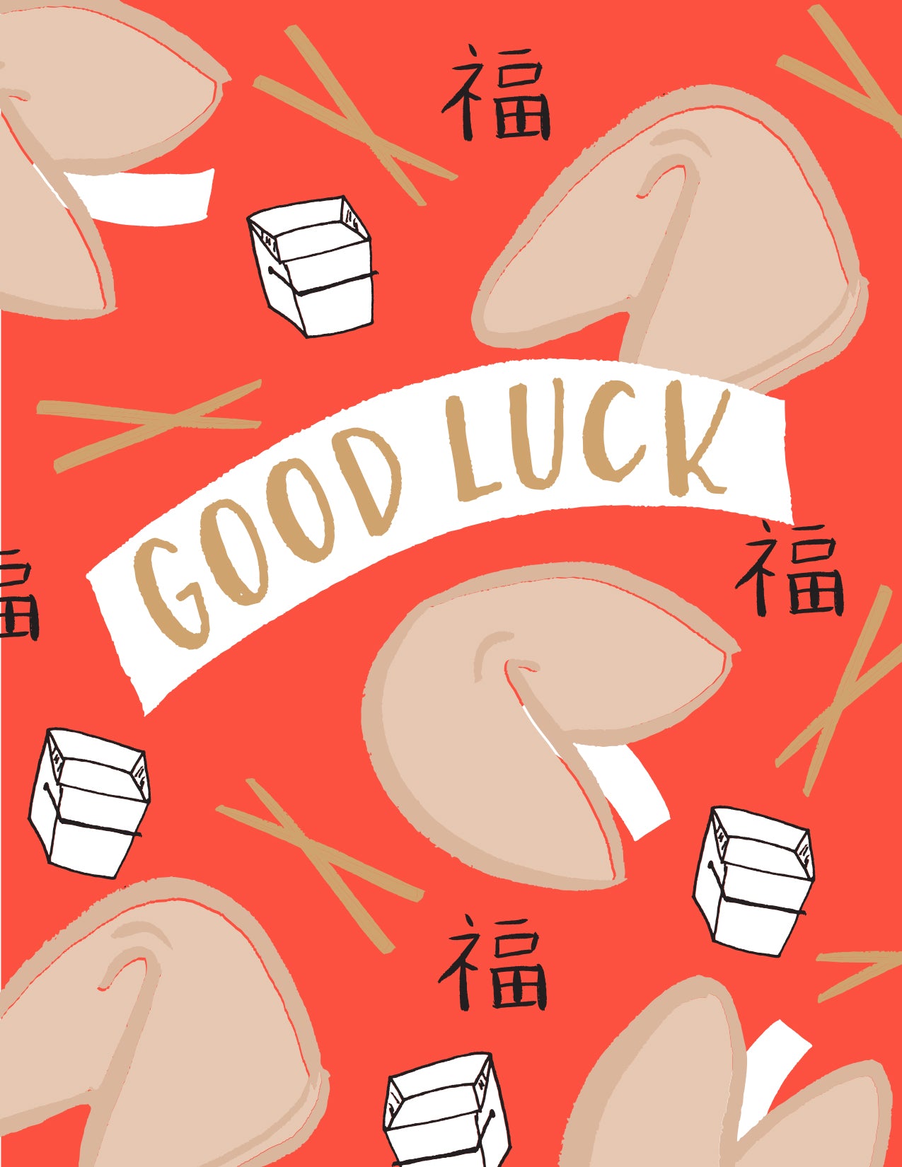 Fortune Cookie Good Luck - Greeting Card