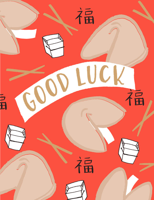 Fortune Cookie Good Luck - Greeting Card