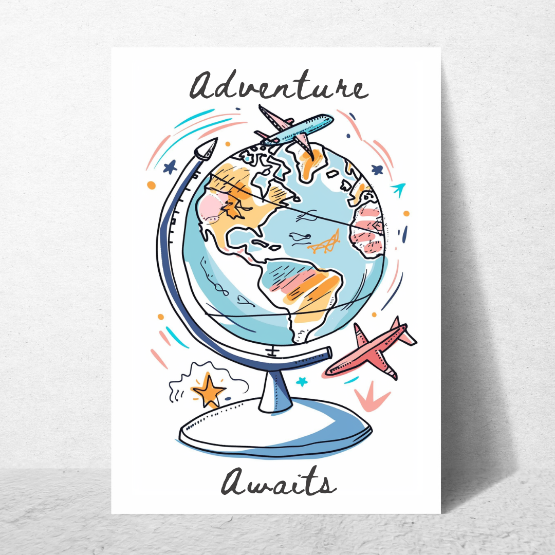 Adventure Awaits Globe - Greeting Card