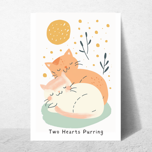 Two Hearts Purring - Greeting Card